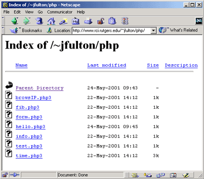 listing of php dir